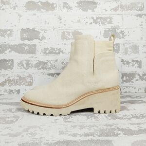 NEW Dolce Vita Huey Sandstone Canvas Cream Pull On Ankle Booties B341